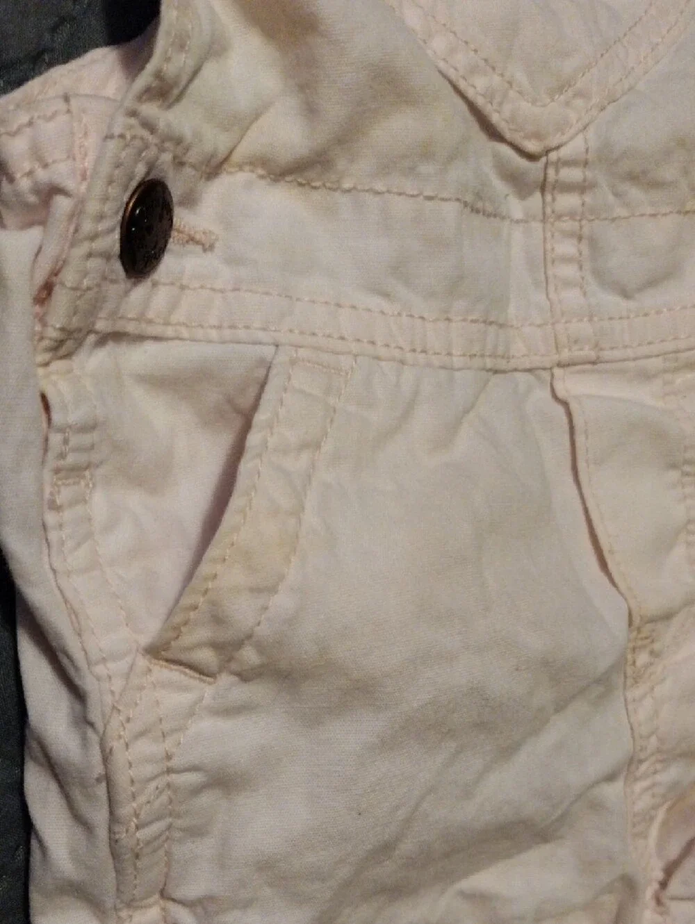 OshKosh B'gosh Cream Shortie Overalls with Heart Pocket